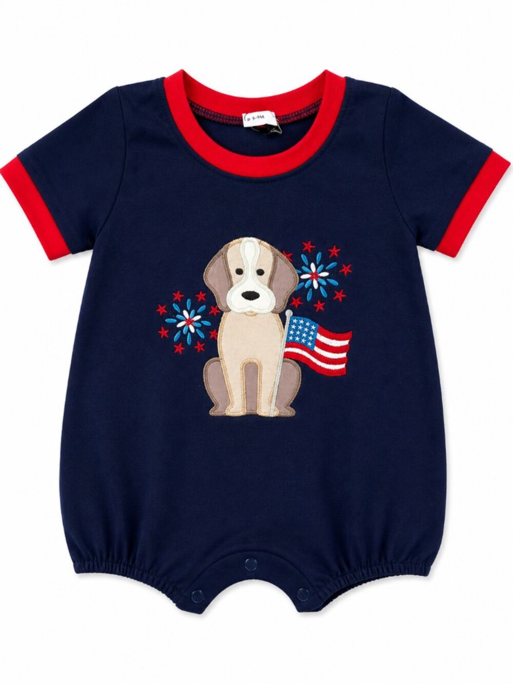 NWT Abby & Evie Baby Boy Patriotic Bubble Romper 4th of July Puppy Flag Outfit